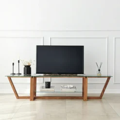 Tv-meubel Amalfi Glas/Walnoot 160cm