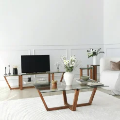 Tv-meubel Amalfi Glas/Walnoot 160cm