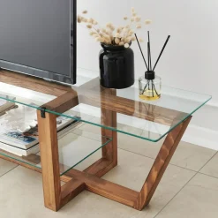 Tv-meubel Amalfi Glas/Walnoot 160cm
