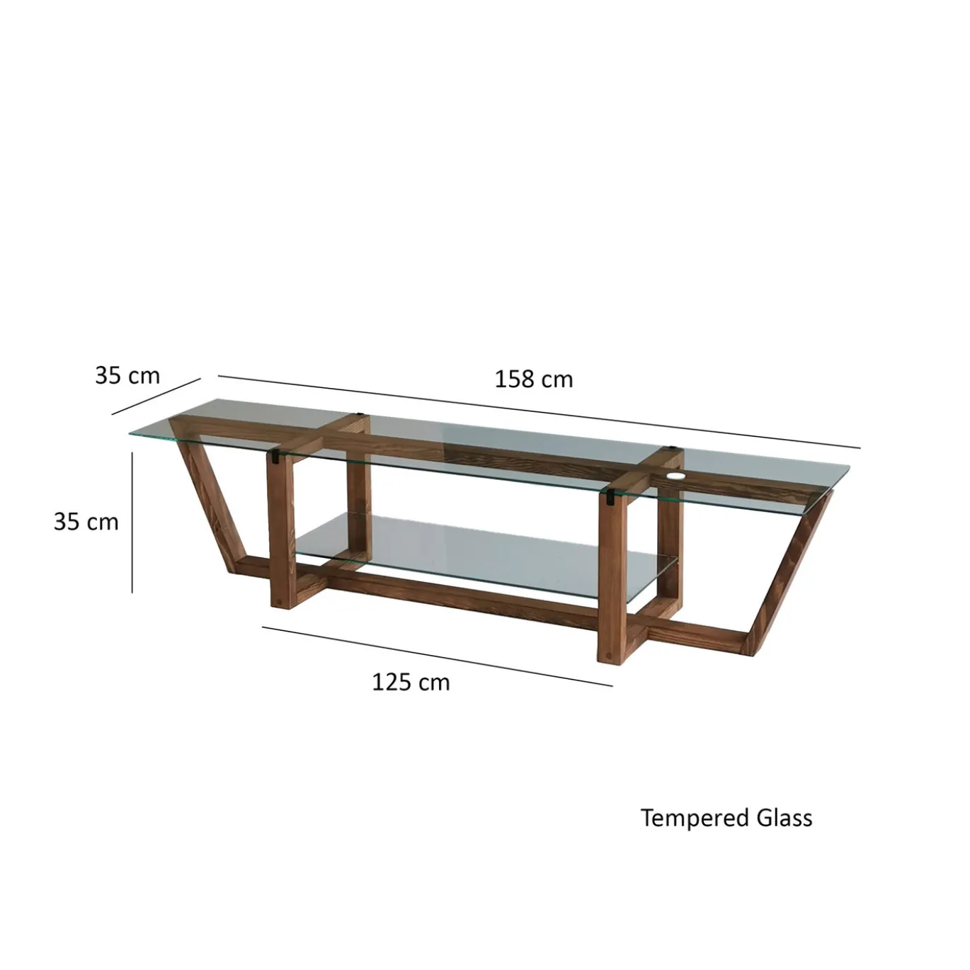 Tv-meubel Amalfi Glas/Walnoot 160cm