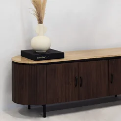 Tv-meubel Amber Donkerbruin Travertin 160cm - Giga Meubel