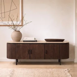 Tv-meubel Amber Donkerbruin Travertin 160cm - Giga Meubel