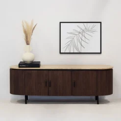 Tv-meubel Amber Donkerbruin Travertin 160cm - Giga Meubel