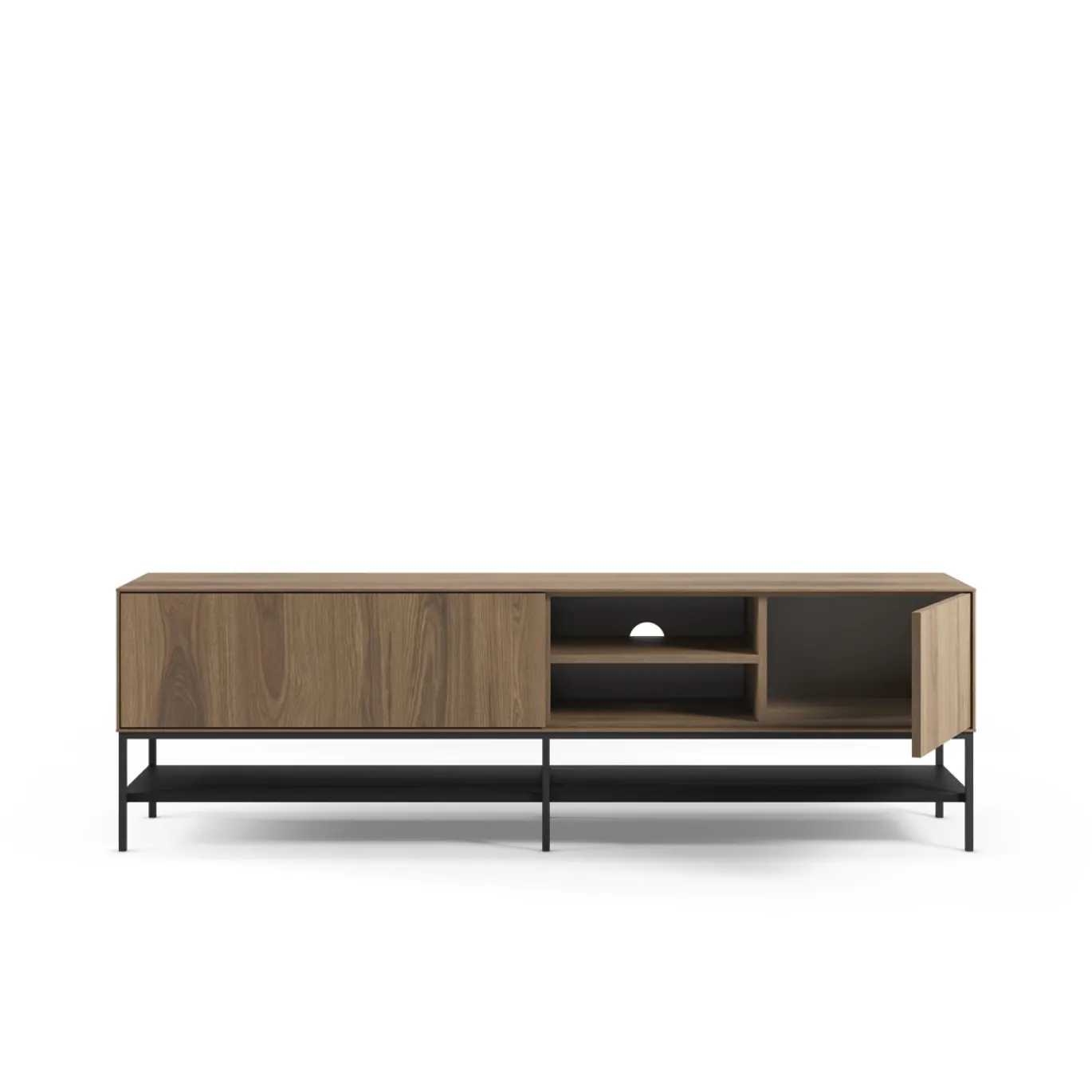 Tv-meubel Amira 2d2v 180cm Eiken-ud/zwart - Giga Meubel