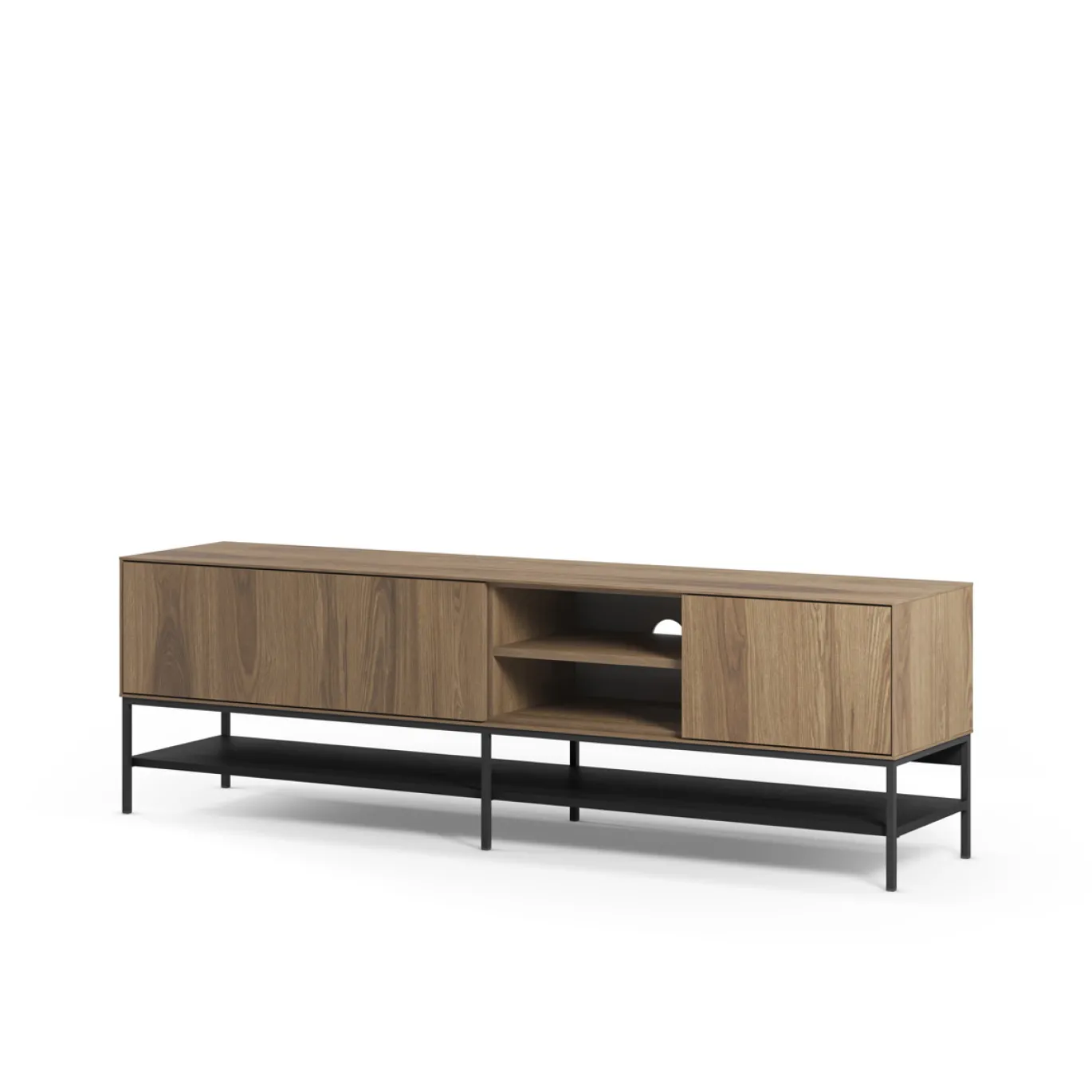 Tv-meubel Amira 2d2v 180cm Eiken-ud/zwart - Giga Meubel