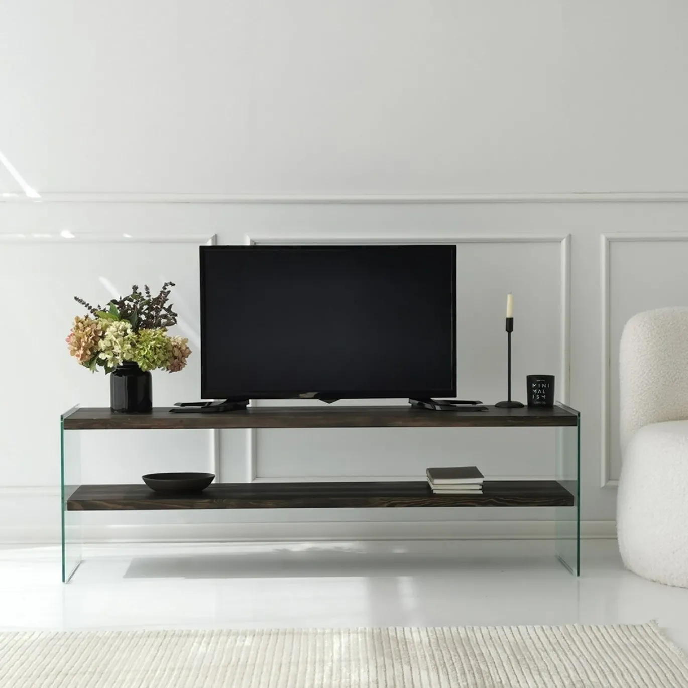 Tv-meubel Aqua Antraciet/Glas 140cm
