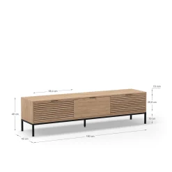 Tv-meubel Ariel 3L 180cm Naturel met Metaal - Giga Meubel