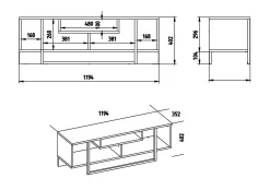 Tv-meubel Asal Naturel/Zwart 120cm
