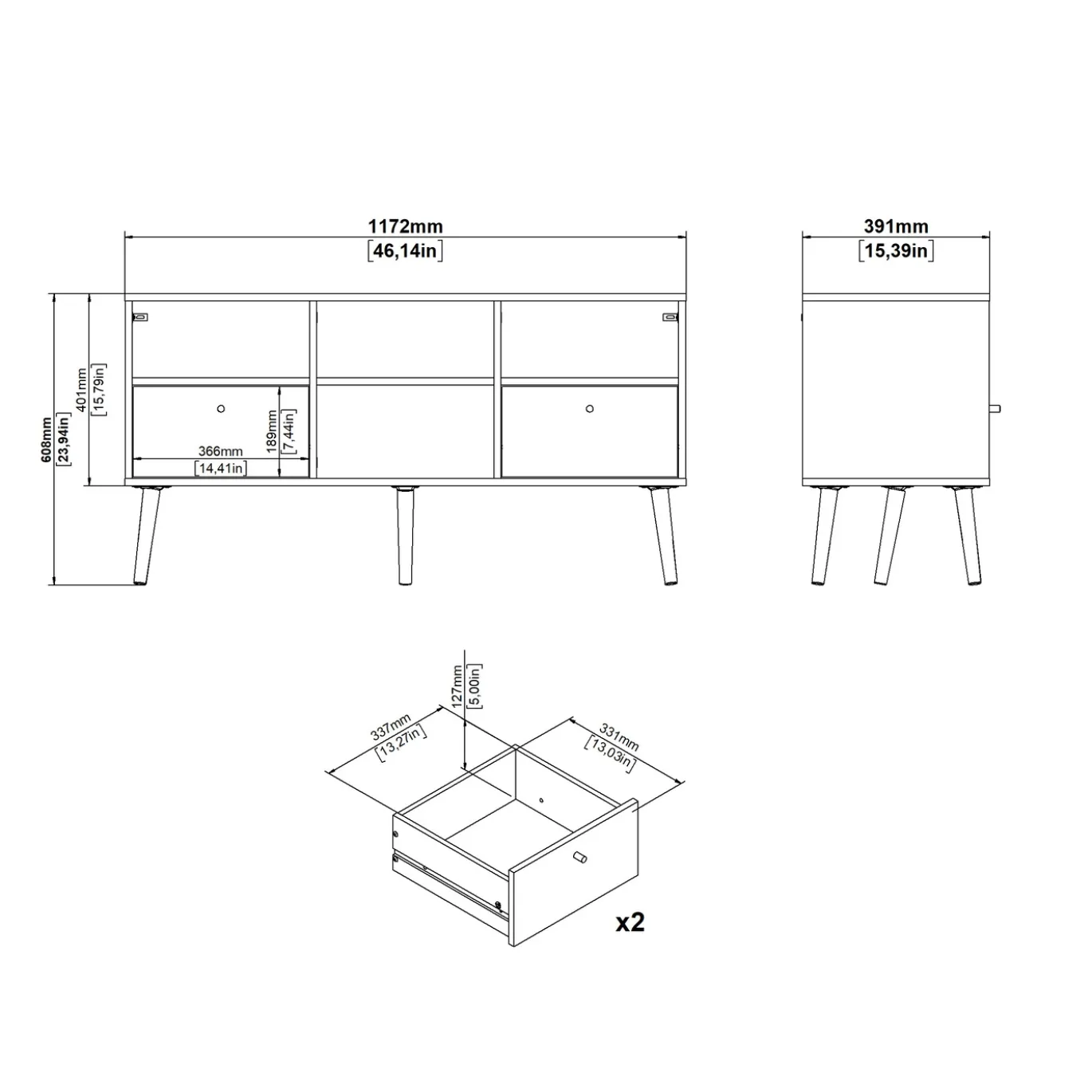 Tv-meubel Bodo Matgrijs - Giga Living