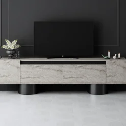 Tv-meubel Bohem Travertinlook/Zwart 180cm