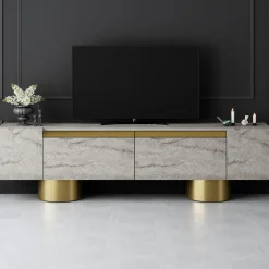 Tv-meubel Bohem Travertinlook/Goud 180cm