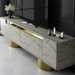 Tv-meubel Bohem Travertinlook/Goud 180cm