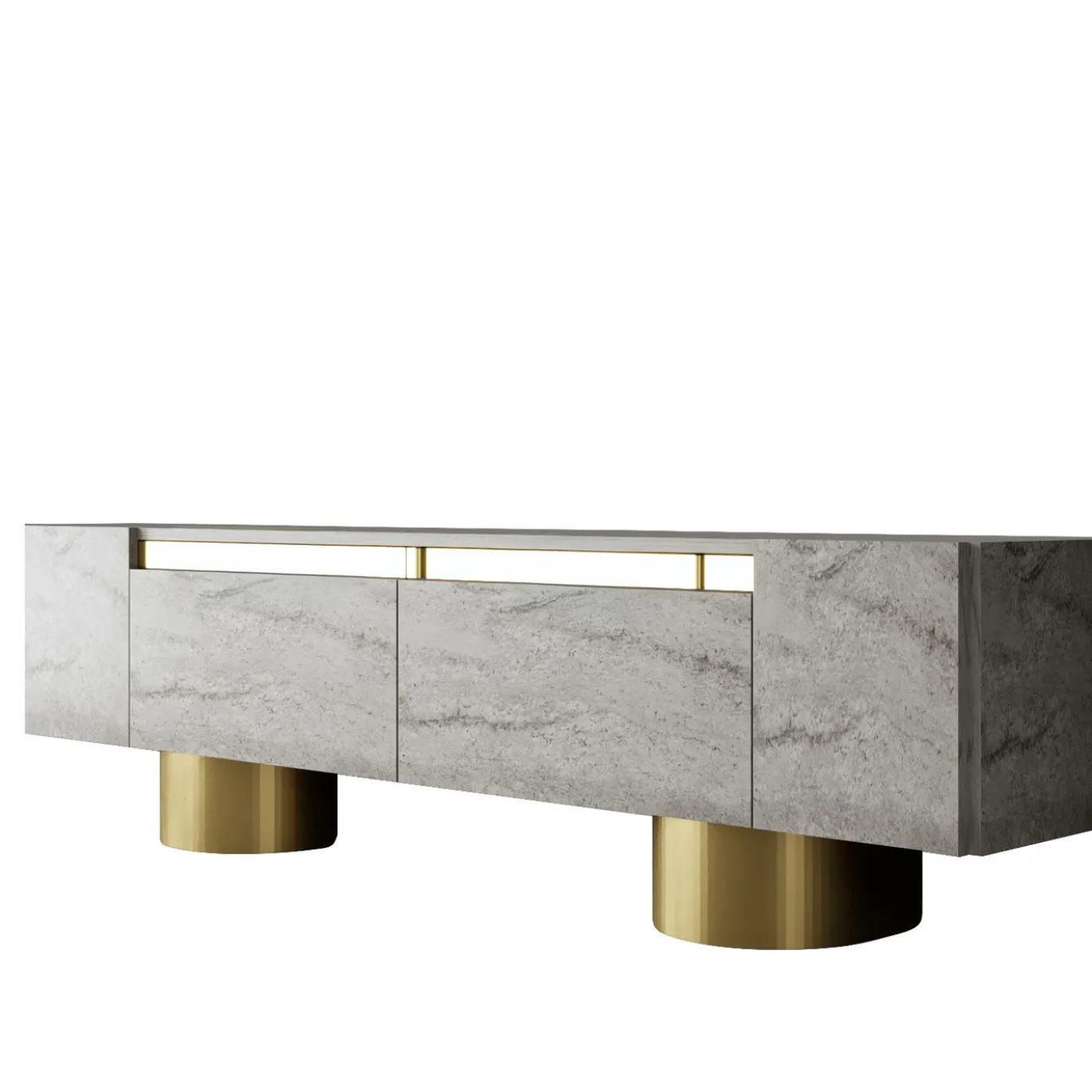 Tv-meubel Bohem Travertinlook/Goud 180cm