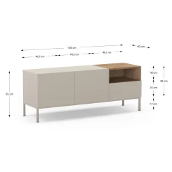 Tv-meubel Cailin 2d1dr1h 140cm Crème/Naturel Metaal - Giga Meubel