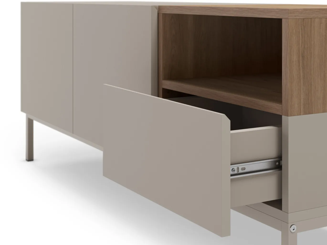 Tv-meubel Cailin 2d1dr1h 140cm Crème/Naturel Metaal - Giga Meubel