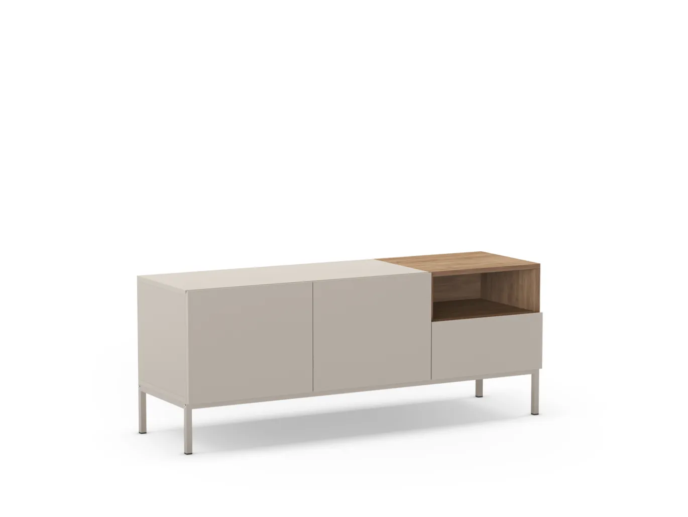 Tv-meubel Cailin 2d1dr1h 140cm Crème/Naturel Metaal - Giga Meubel