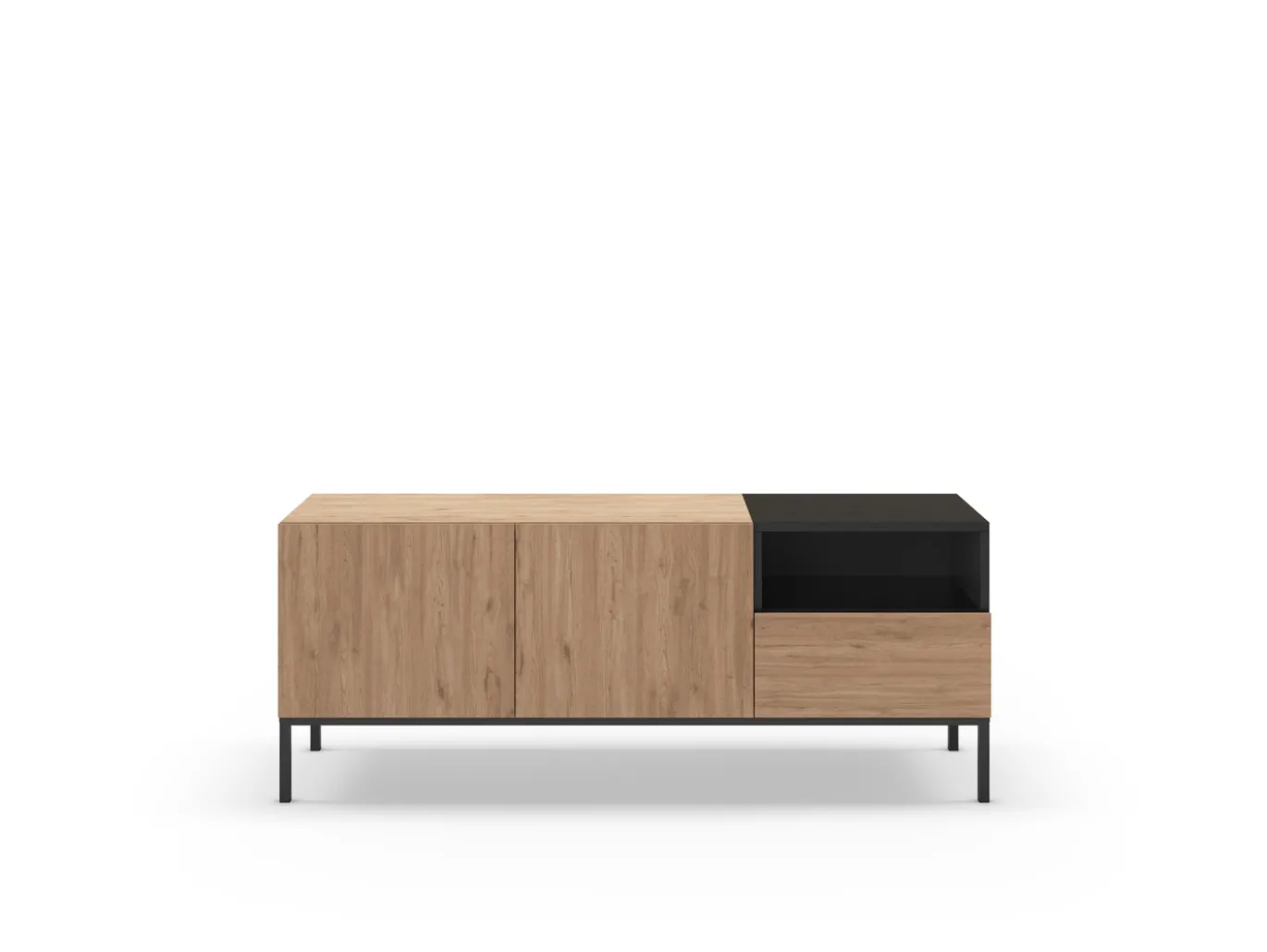 Tv-meubel Cailin 2d1dr1h 140cm Naturel/zwart - Giga Meubel
