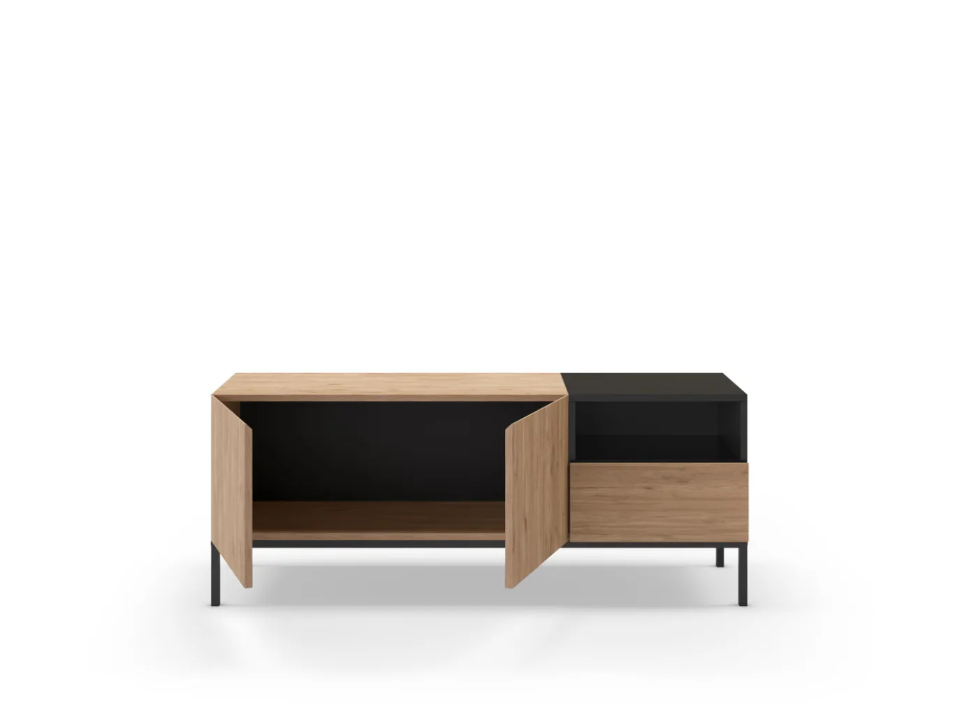 Tv-meubel Cailin 2d1dr1h 140cm Naturel/zwart - Giga Meubel