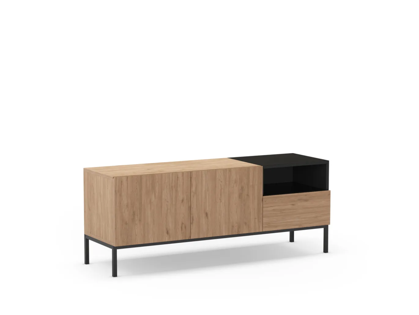 Tv-meubel Cailin 2d1dr1h 140cm Naturel/zwart - Giga Meubel