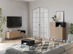 Tv-meubel Cailin 2d1dr1h 140cm Naturel/zwart - Giga Meubel