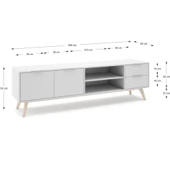 Tv-meubel Campus 2d2L2v Wit Wax - Giga Meubel