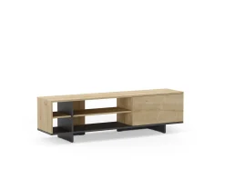 Tv-meubel Cequoia 1d4s Eiken/silky Zwart - Giga Meubel