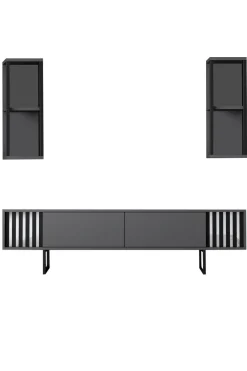 Tv-meubel Chrome Line Antraciet met Wandschappen