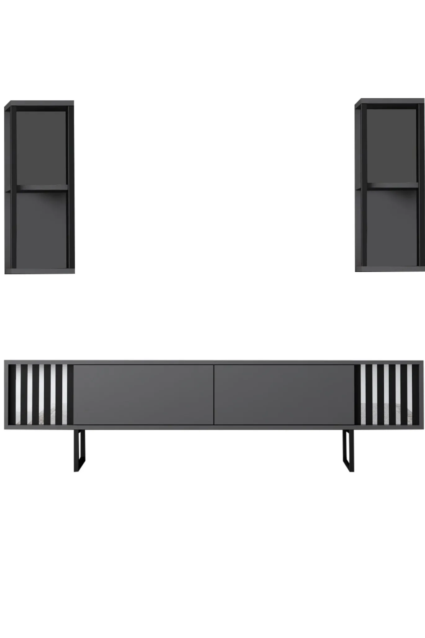 Tv-meubel Chrome Line Antraciet met Wandschappen