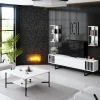 Tv-meubel Chrome Line Wit met Wandschappen