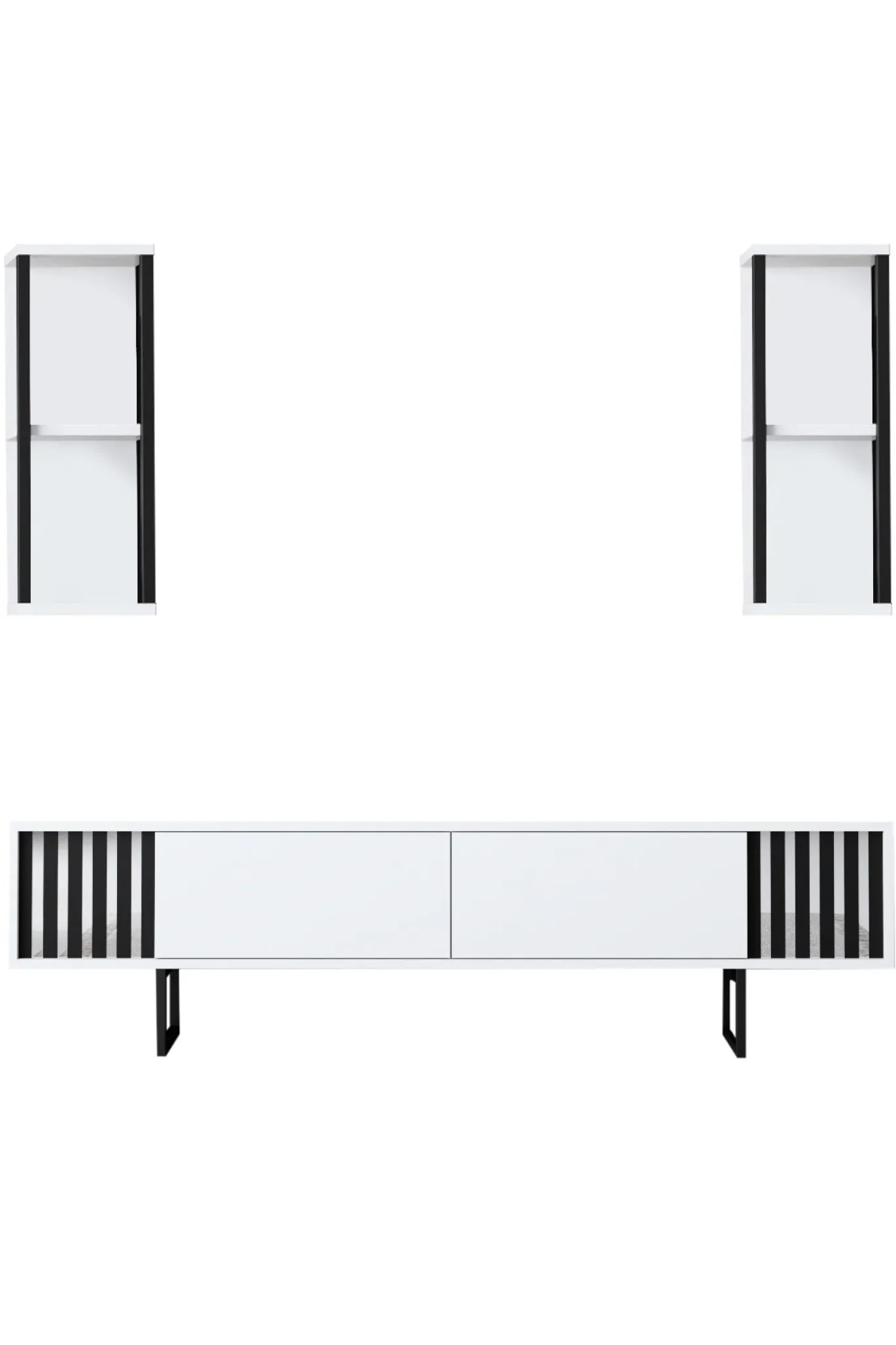 Tv-meubel Chrome Line Wit met Wandschappen