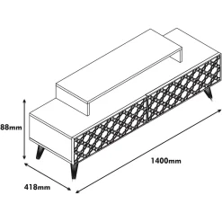 Tv-meubel City Walnoot/Wit 140cm