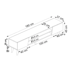 Tv-meubel Clark Beige/Walnoot 180cm