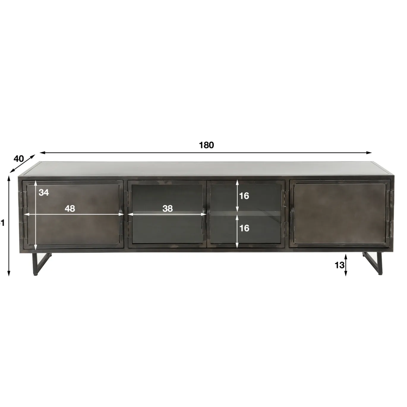 TV-meubel 180cm Rift Metal - Giga Meubel