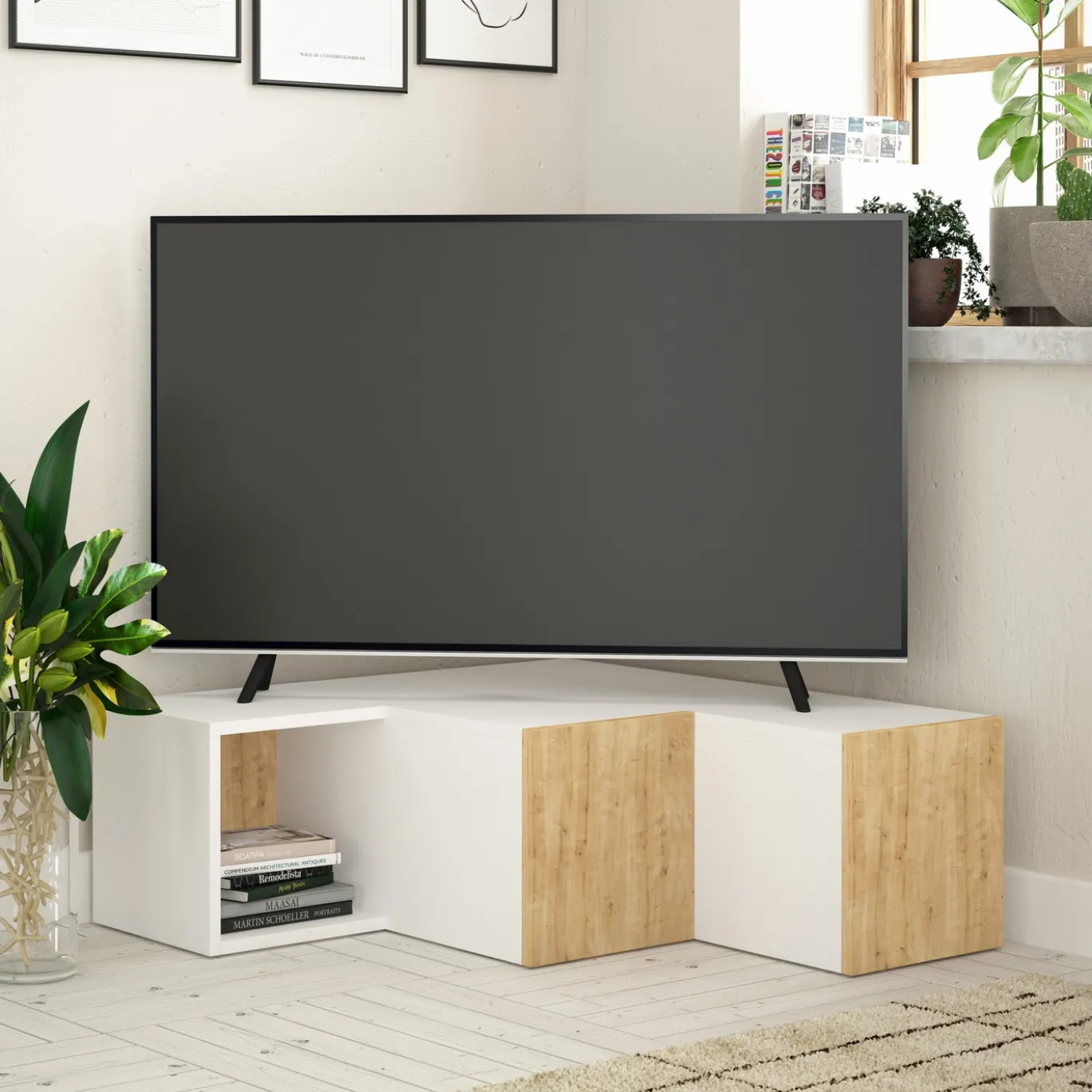 Tv-meubel Compact Wit/Naturel