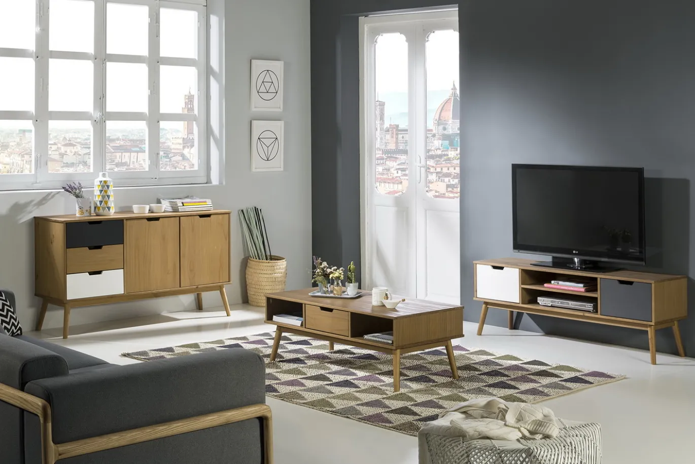 Tv-meubel Cusco 2d Wax/t, Grijs-wit - Giga Meubel
