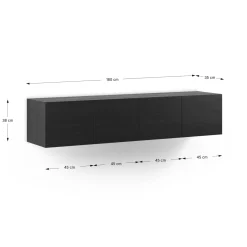 Tv-meubel Daroca 4d 180cm Zwart - Giga Meubel