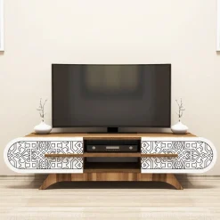 Tv-meubel Defne Walnoot/Wit 145cm