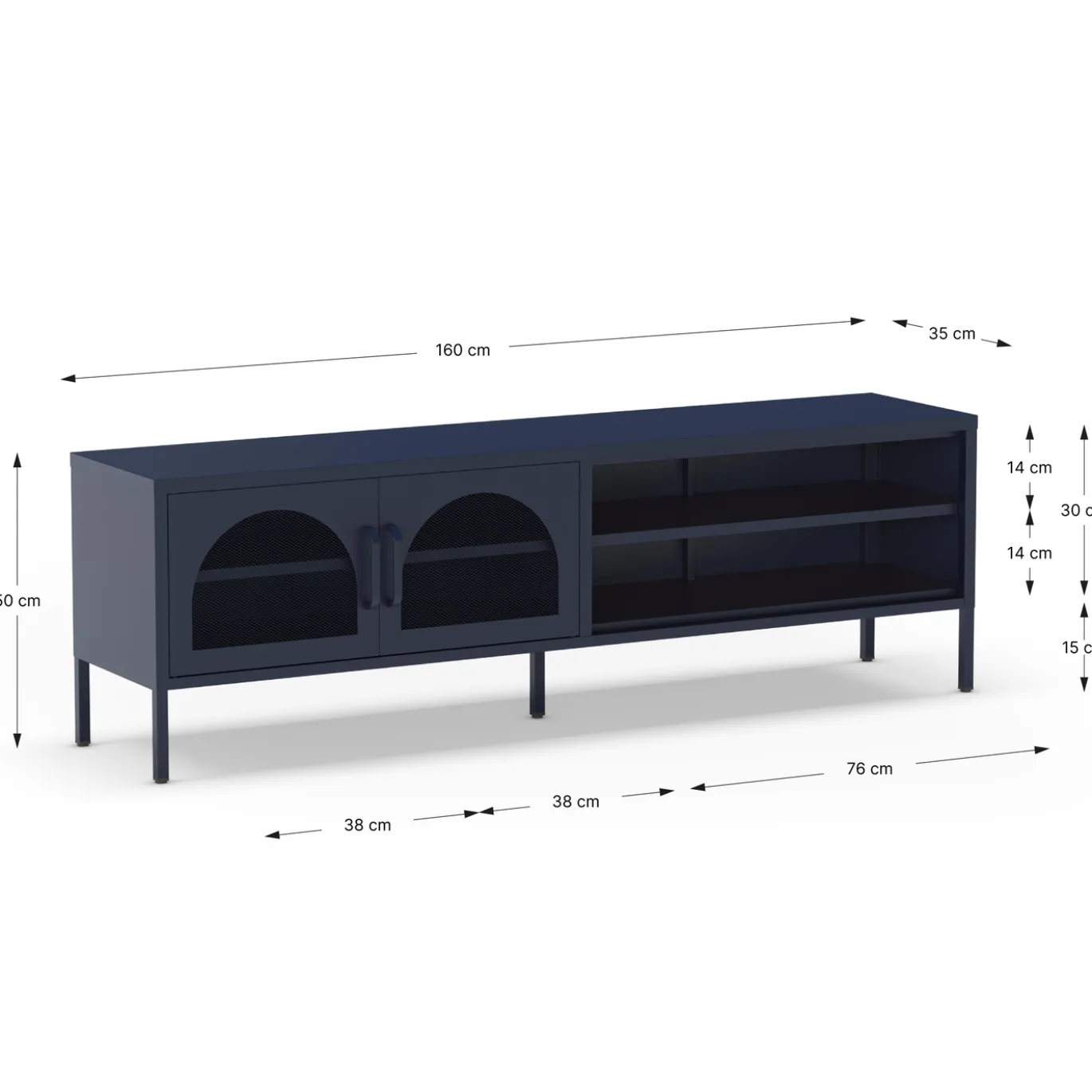 Tv-meubel Diora 2d2v 160cm Blauw - Giga Meubel