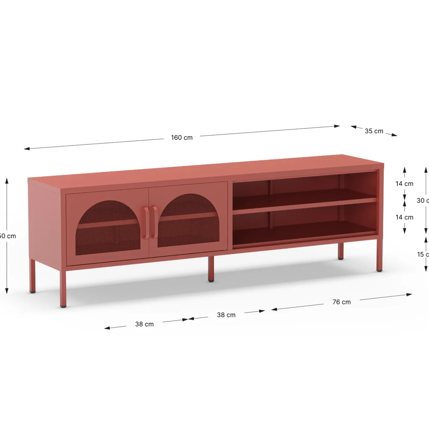 Tv-meubel Diora 2d2v 160cm Terracotta - Giga Meubel