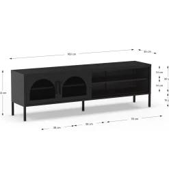 Tv-meubel Diora 2d2v 160cm Zwart - Giga Meubel