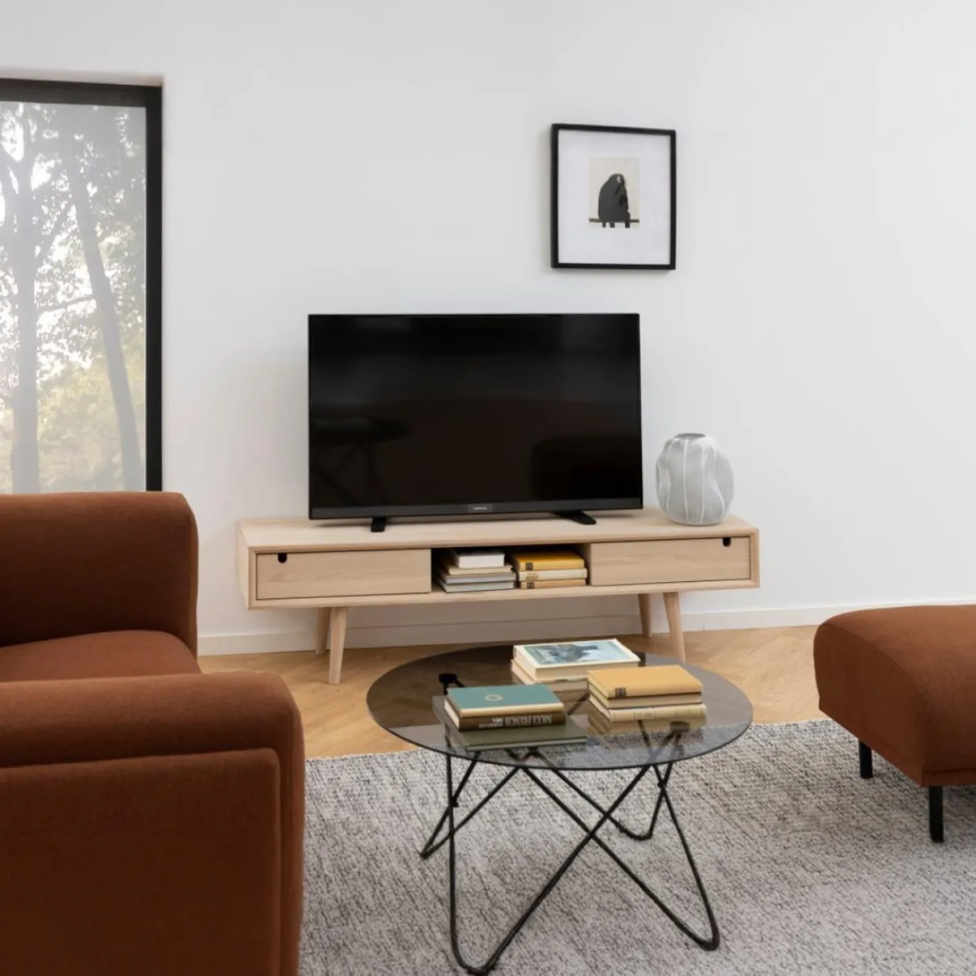 Tv-meubel Dysta Eikenfineer Wit 160cm - Giga Living