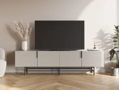 Tv-meubel Eldia 4d 200cm Crème met Metaal - Giga Meubel