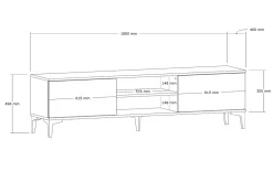 Tv-meubel Erem Walnoot/Zwart 180cm
