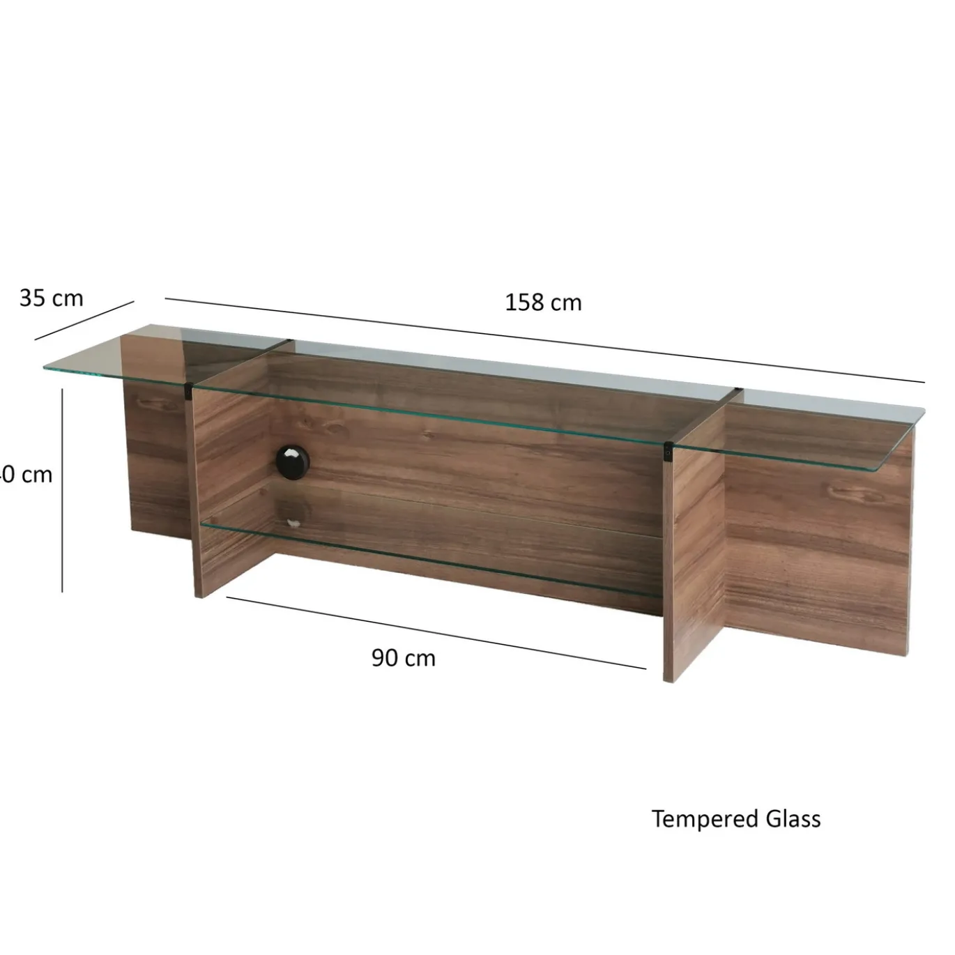 Tv-meubel Escape Walnoot/Glas 158cm