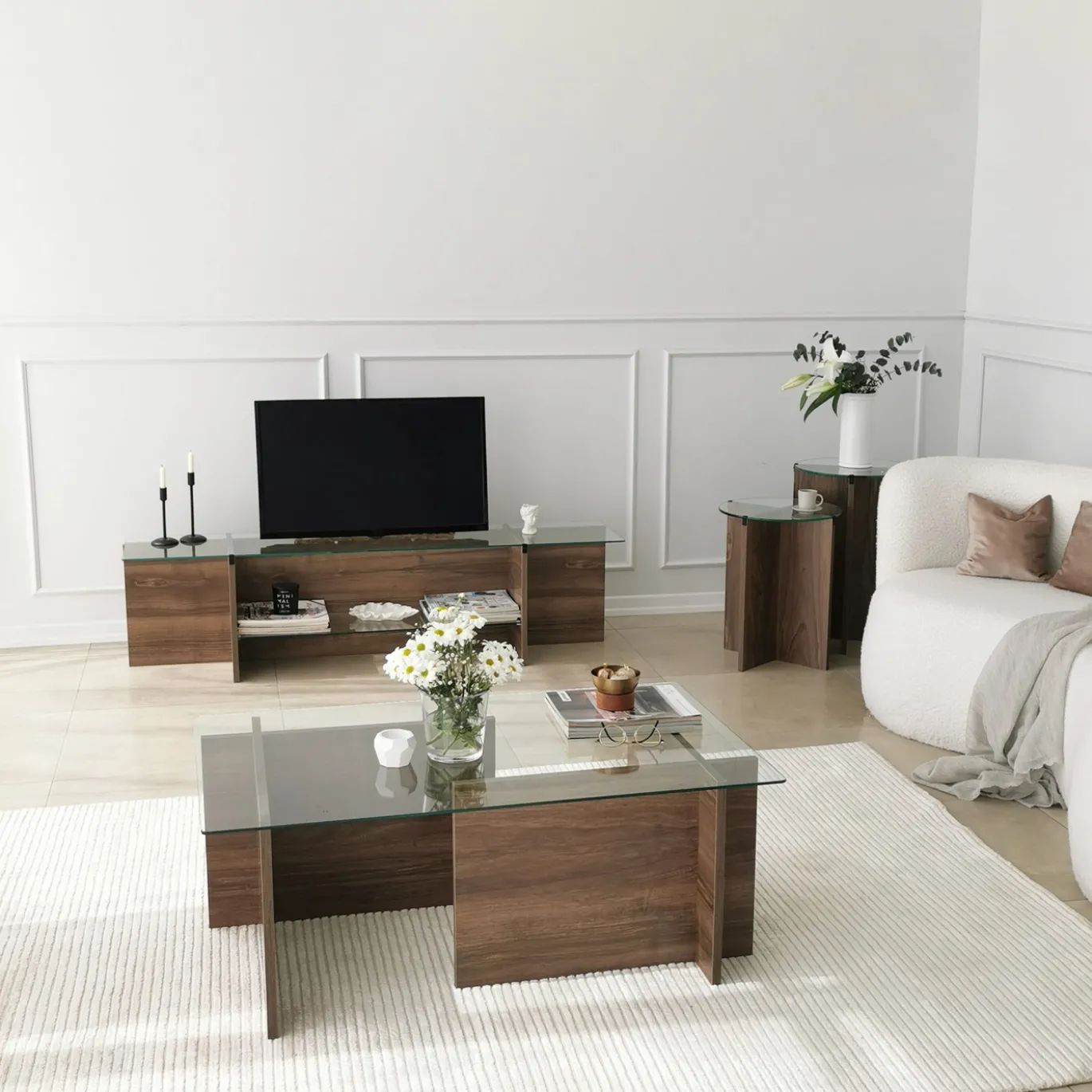 Tv-meubel Escape Walnoot/Glas 158cm