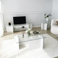 Tv-meubel Escape Wit/Glas 158cm