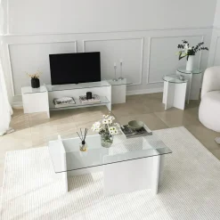 Tv-meubel Escape Wit/Glas 158cm