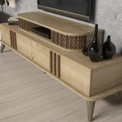 Tv-meubel Eylul Naturel met Wandplank
