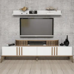 Tv-meubel Eylul Wit met Wandplank