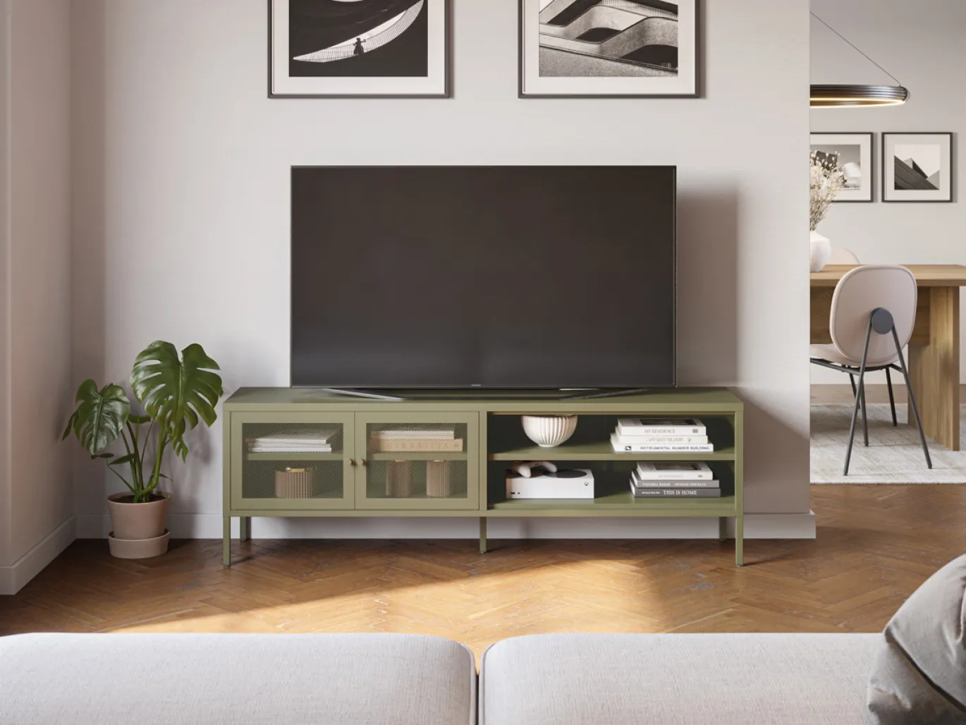 Tv-meubel Fayna 2d2v 160cm Groen - Giga Meubel